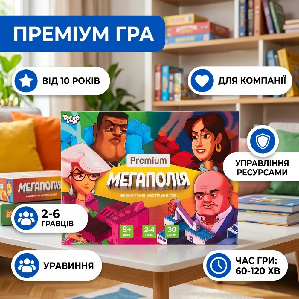 Настільна гра «Мегаполія Premium» укр економічна гра для компанії