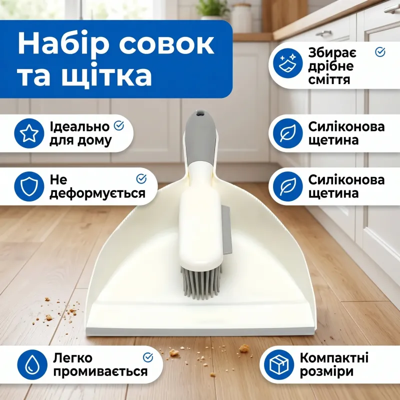 Набір совок та щітка із силіконовою щетиною