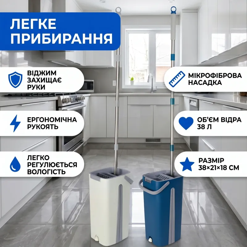 Набор для уборки с отжимом и шваброй
