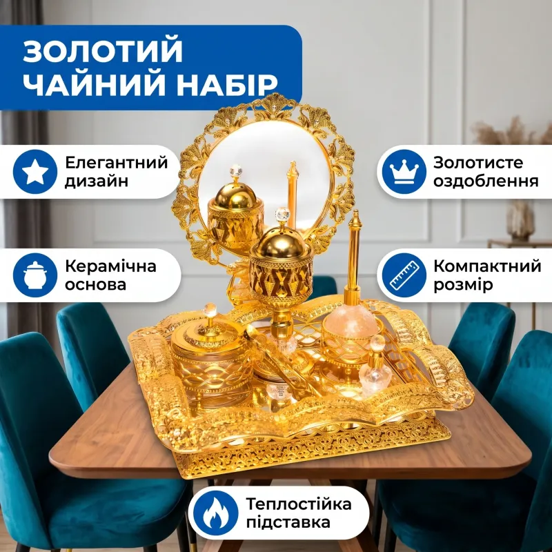 Набір для чаювання золотий кераміка та метал