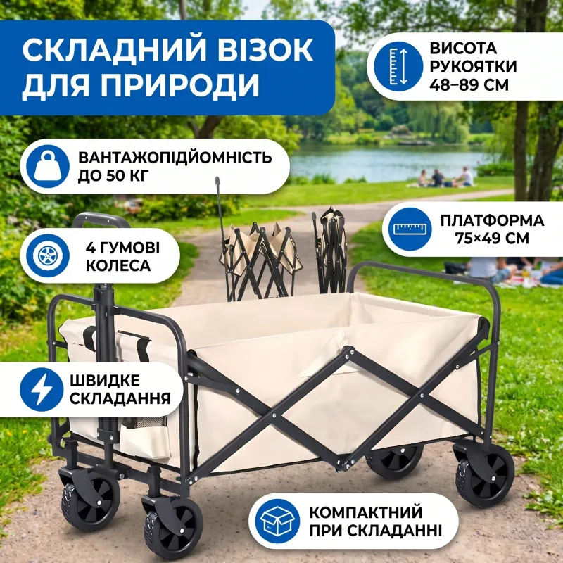 Тележка складная 4 колеса 75х49х48/89см