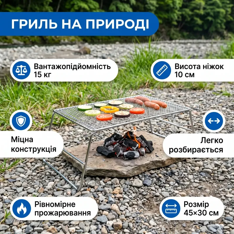 Решетка-гриль на ножках 45×30 см