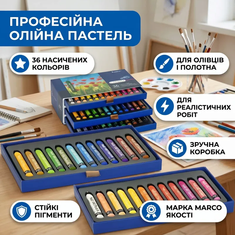 Пастель масляная MARCO CROMA профессиональная 36 цветов