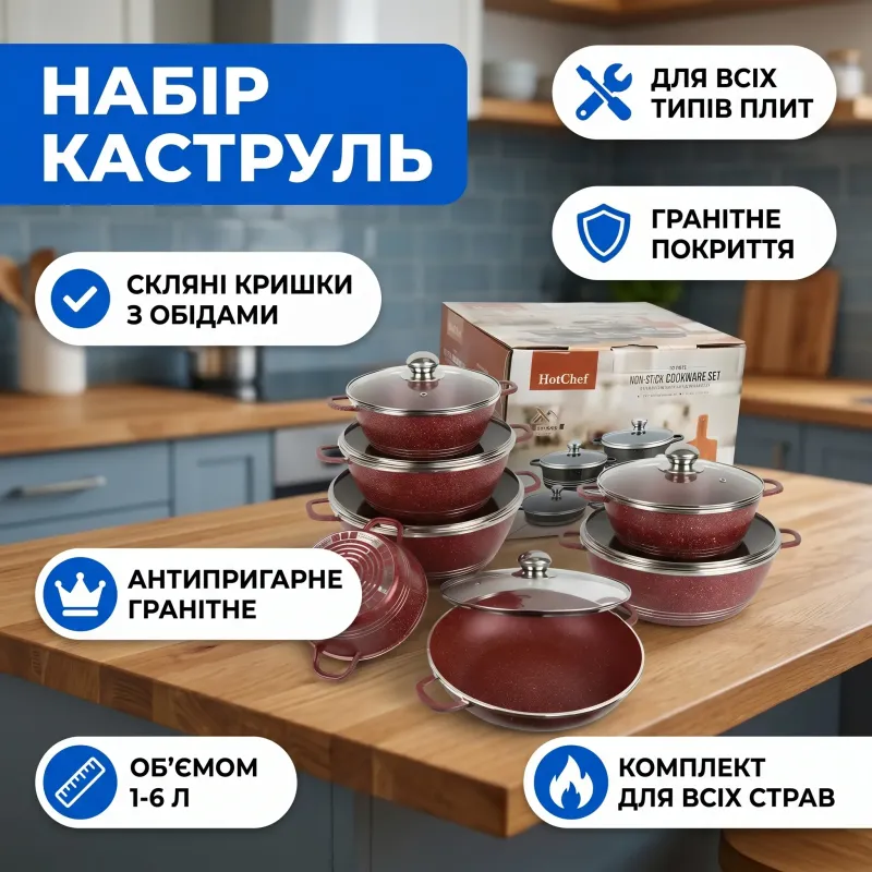 Набор кастрюль антипригарные 5 шт смешанных объемов с крышками