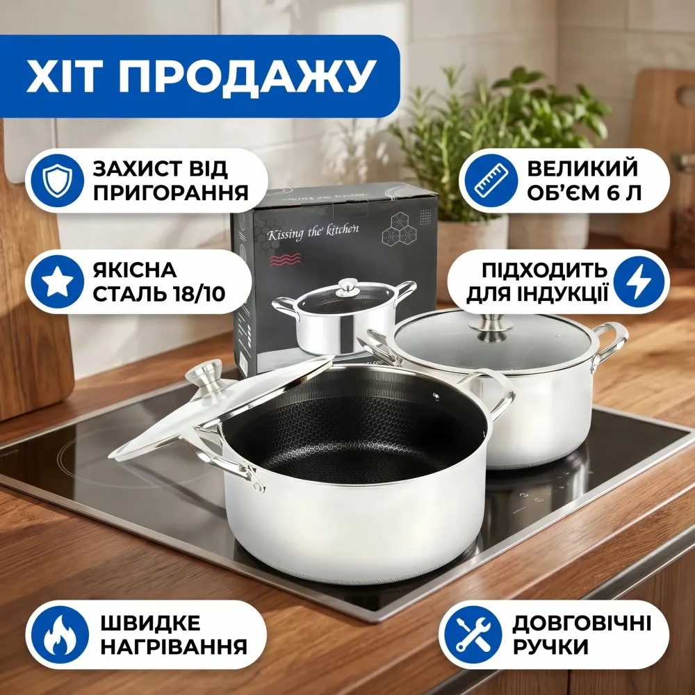 Каструля D28 см 6л із 6-шаровим покриттям