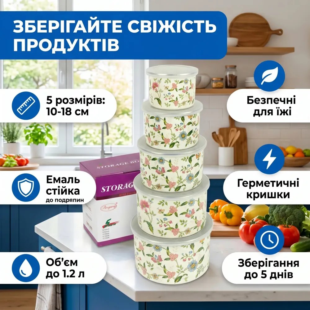 Контейнери харчові Ø 10/12/14/16/18 см, 1,2 л мл