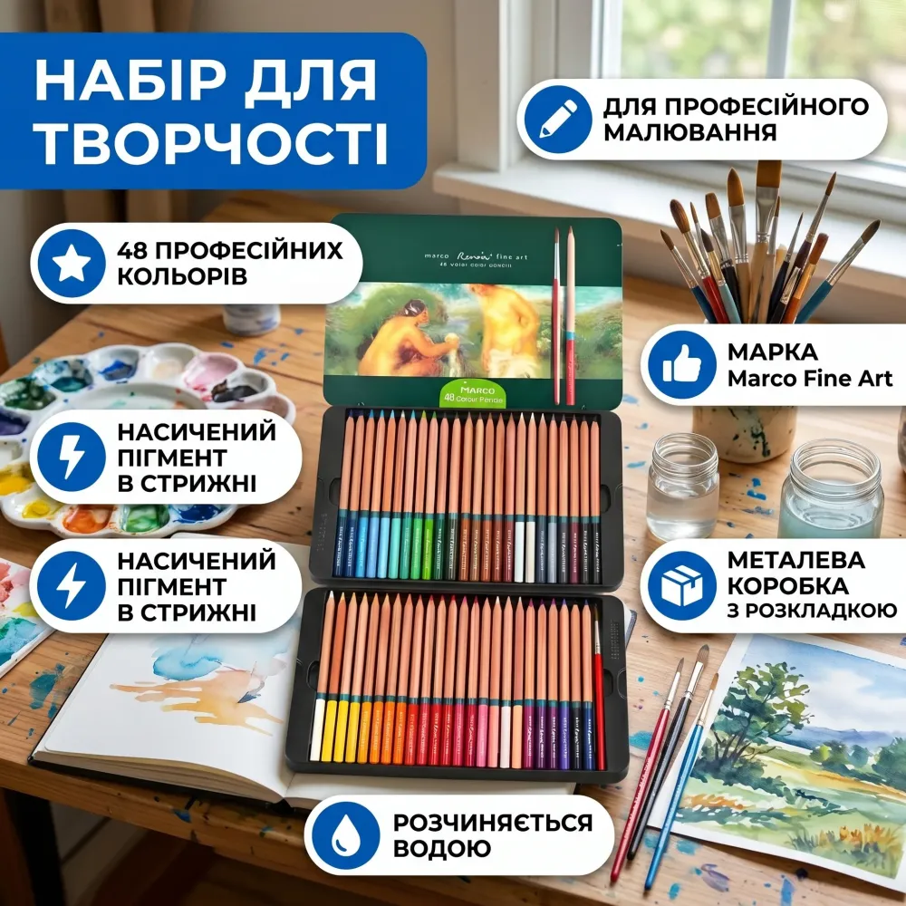 Карандаши акварельные 48 шт цветные для рисования и творчества