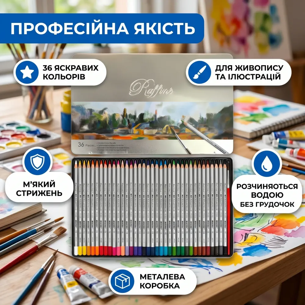 Карандаши Marco Raffine акварельные 36 шт металлическая коробка