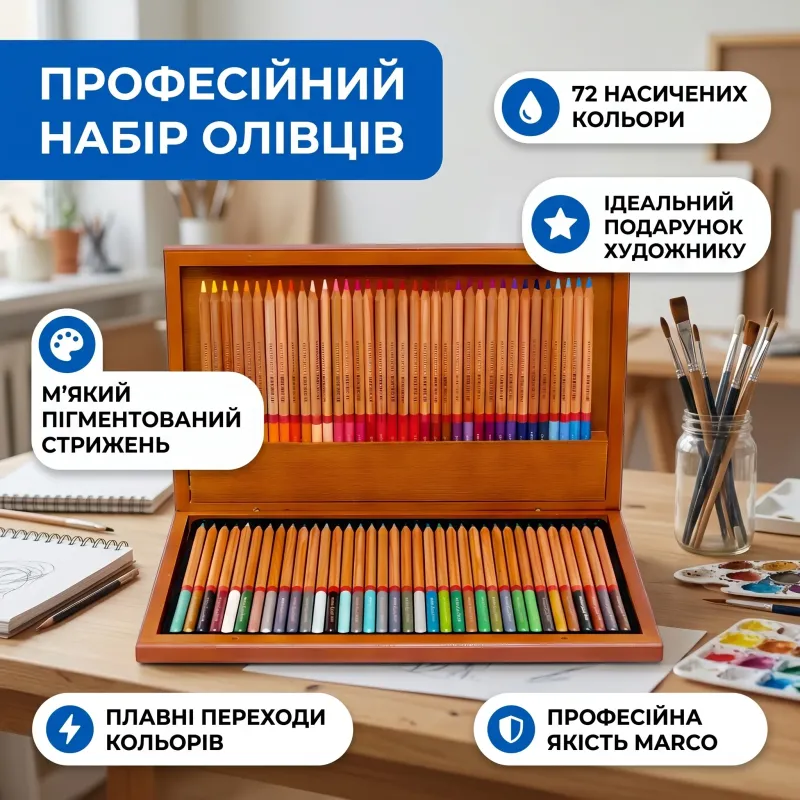 Карандаши Marco Renoir 72 шт деревянная коробка